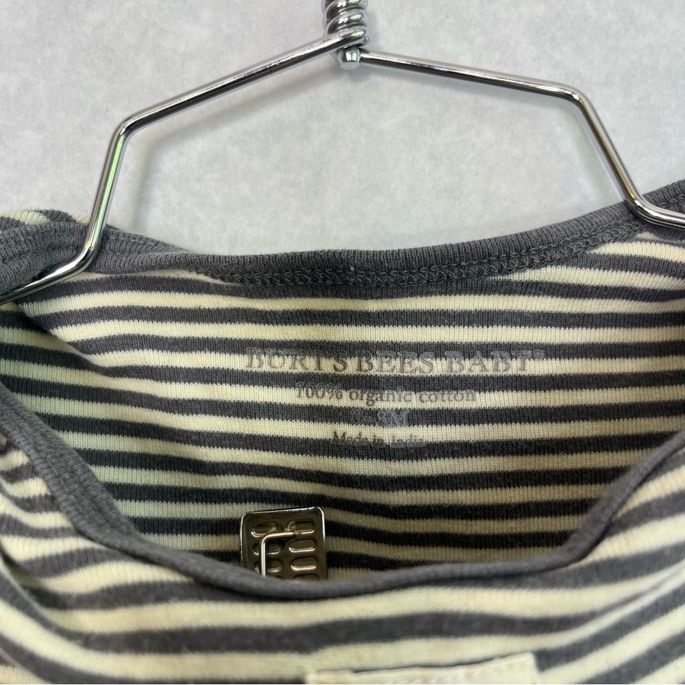 Burt's Bees Baby Black and White Striped Footie - Picture 3 of 5